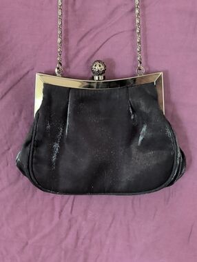 Hillard & Hanson Black Velvet Evening Wristlet with Metal Frame